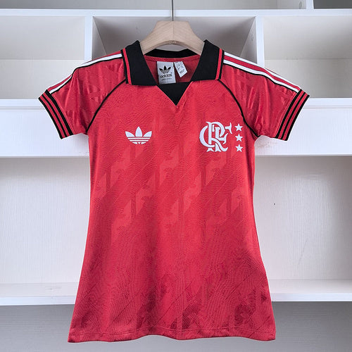 Camisa Feminino Estilo retrô clássico Flamengo 2024 - vermelho(2C9D)