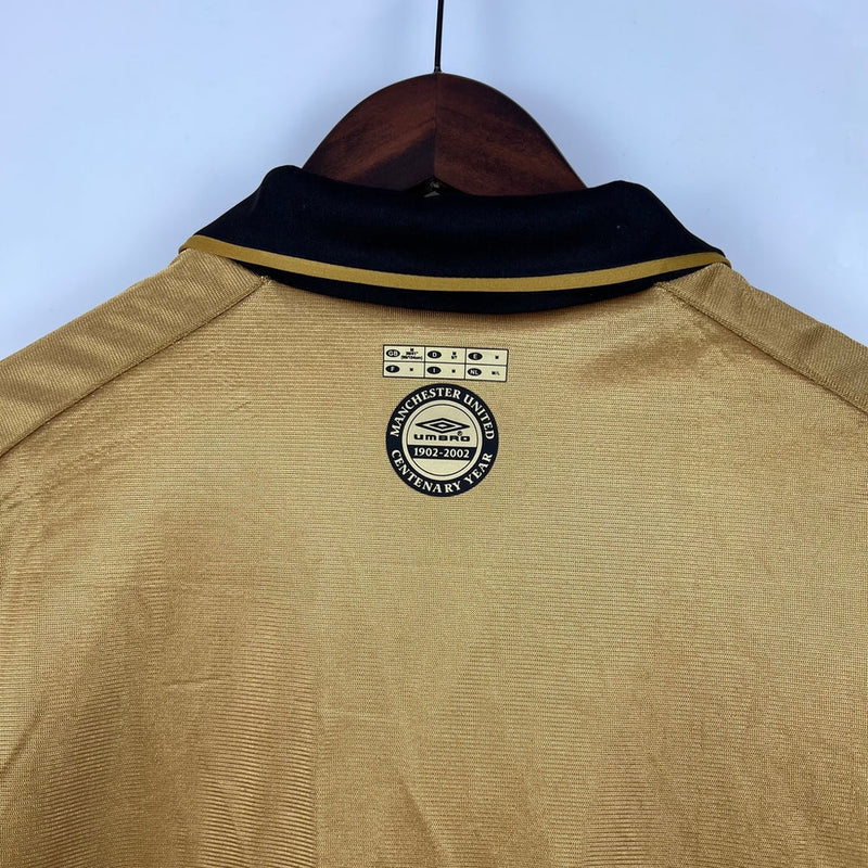 Camisa Retrô Manchester United Edição 100 Anos Masculina- Braca e preta, Dourada e Preta Dupla Face