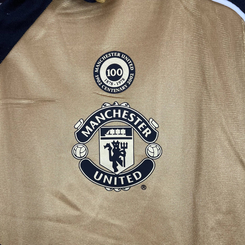 Camisa Retrô Manchester United Edição 100 Anos Masculina- Braca e preta, Dourada e Preta Dupla Face